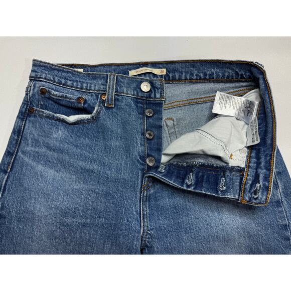 Levi's Women's Wedgie Straight Leg Button Fly Blue Denim Jeans - 28x26 (28x25.5) - Picture 2 of 7